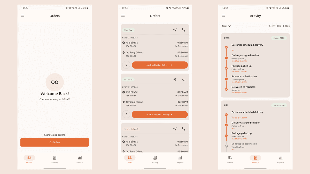 Driver app screenshot